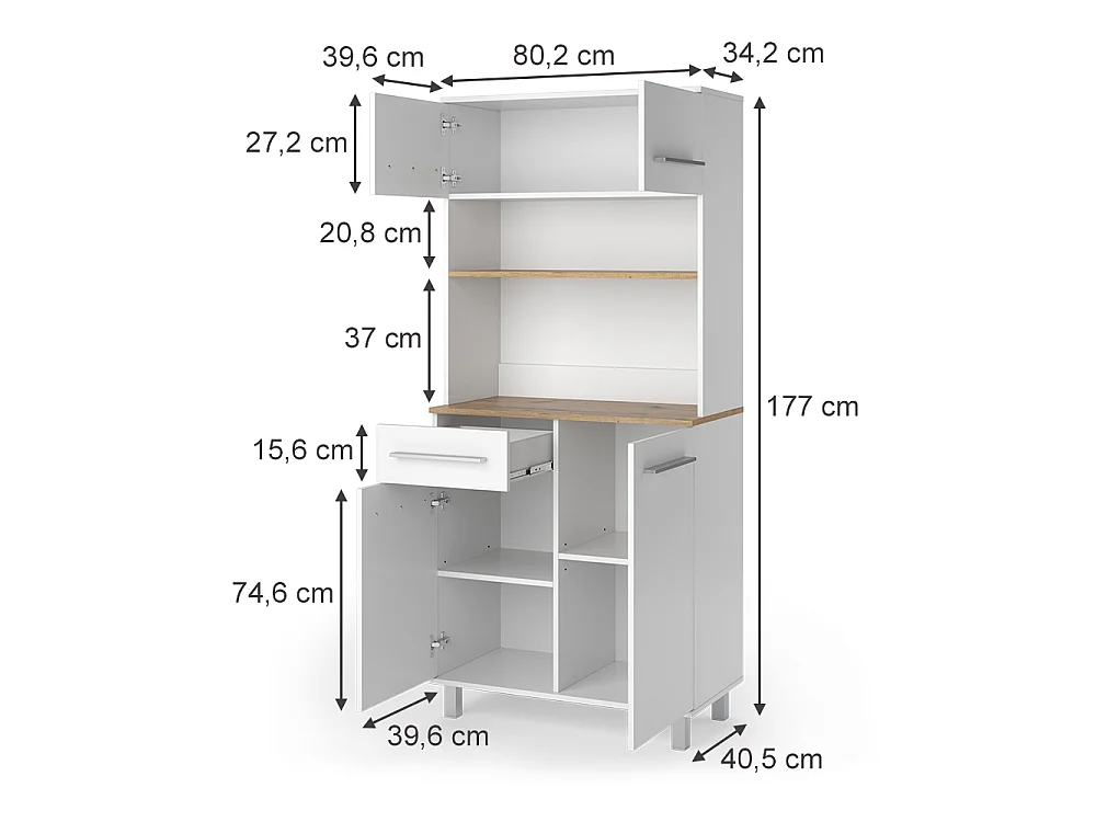 Kitchen buffet white/artisan oak 80.2x40.5x177 pure
