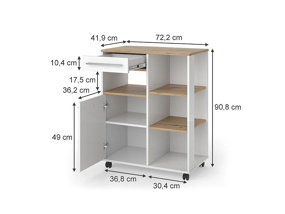 Kitchen buffet white/artisan oak 72.2x41.9x90.8 pure