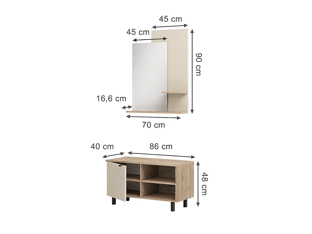 Garderobe eiken/kasjmier 86x40x48 puerto