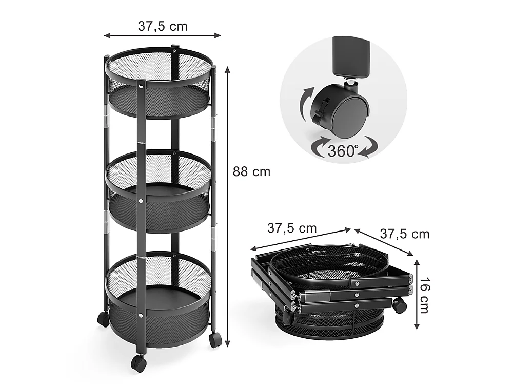 Trolley black 37.5x37.5x88 falto