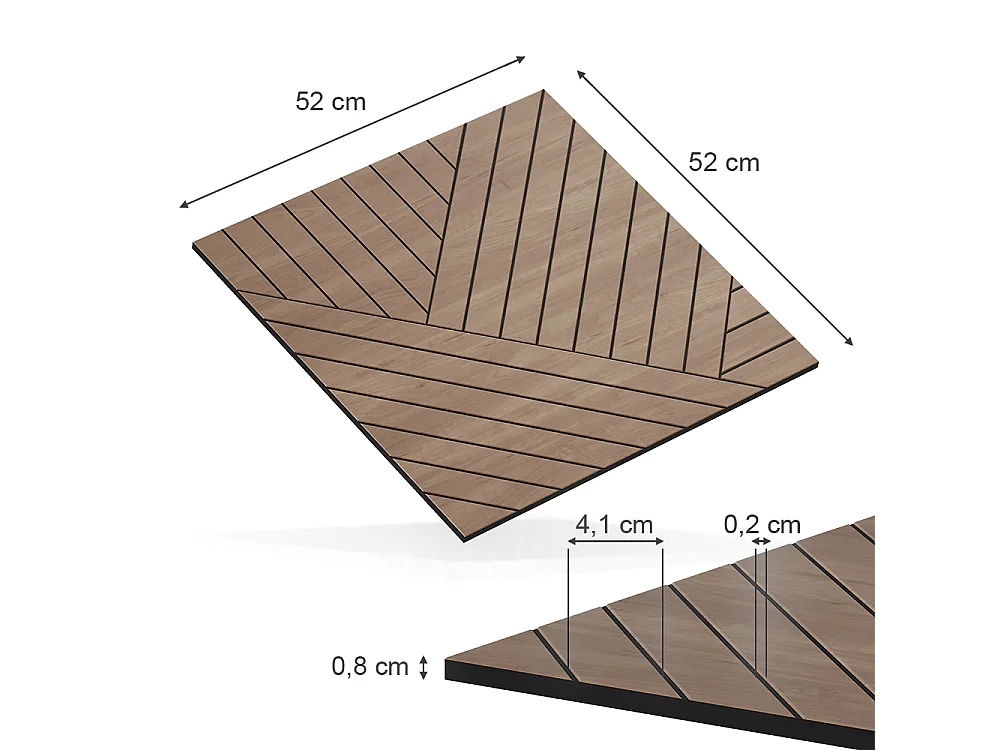Panele ścienne dąb 52x0.8x52