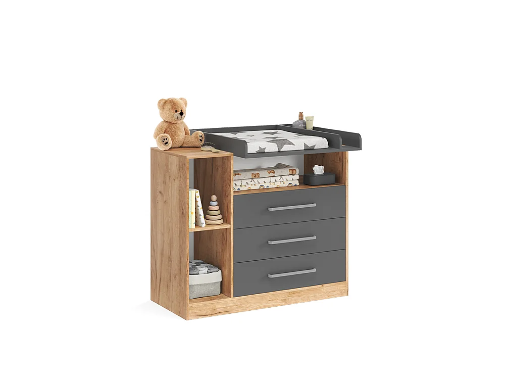 Przewijak dla dziecka dąb goldkraft/antracyt 110x50x93 olina