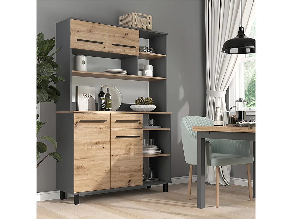 Kitchen buffet artisan oak/anthracite 120.2x40.5x177 pure