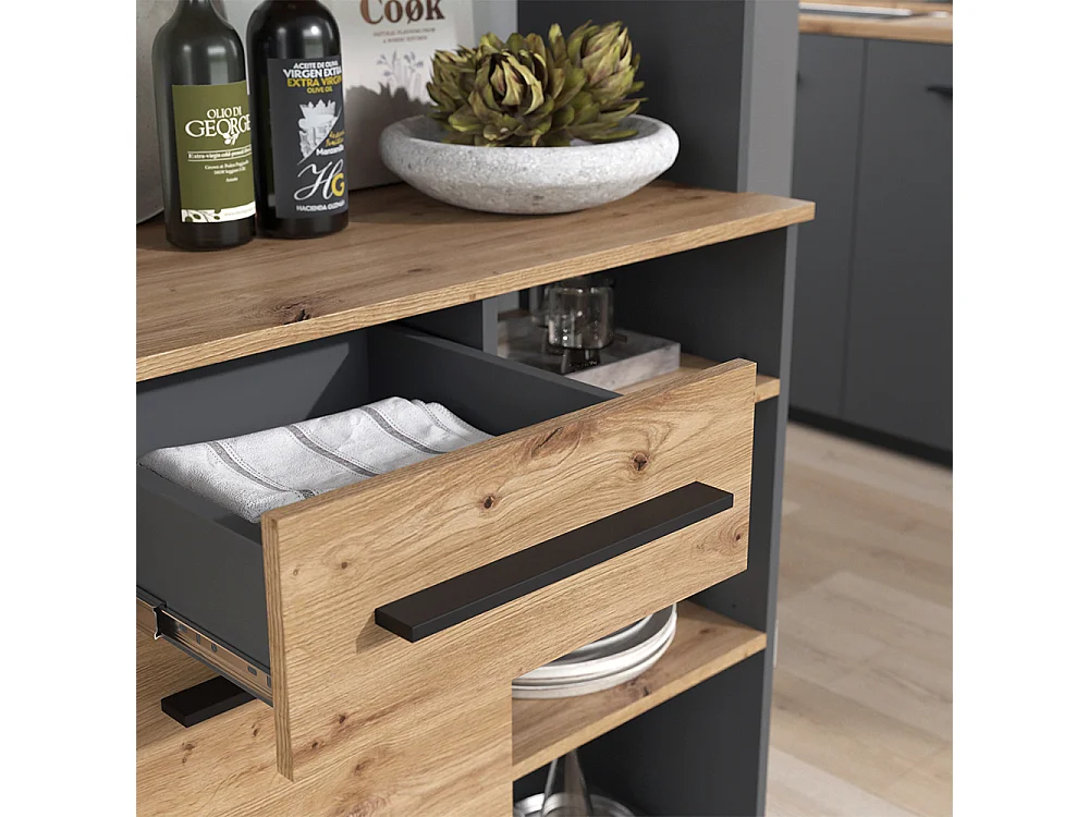 Kitchen buffet artisan oak/anthracite 120.2x40.5x177 pure