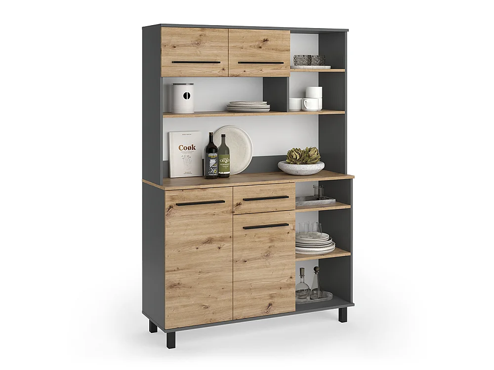 Kitchen buffet artisan oak/anthracite 120.2x40.5x177 pure