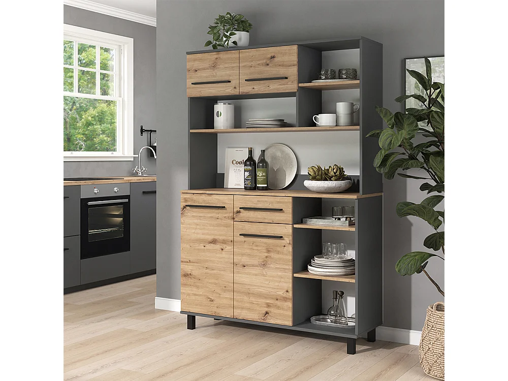 Kitchen buffet artisan oak/anthracite 120.2x40.5x177 pure