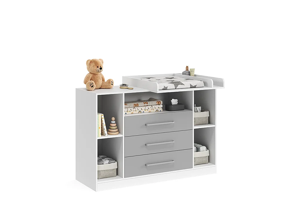 Przewijak dla dziecka biały/szary 138.3x50x93 olina