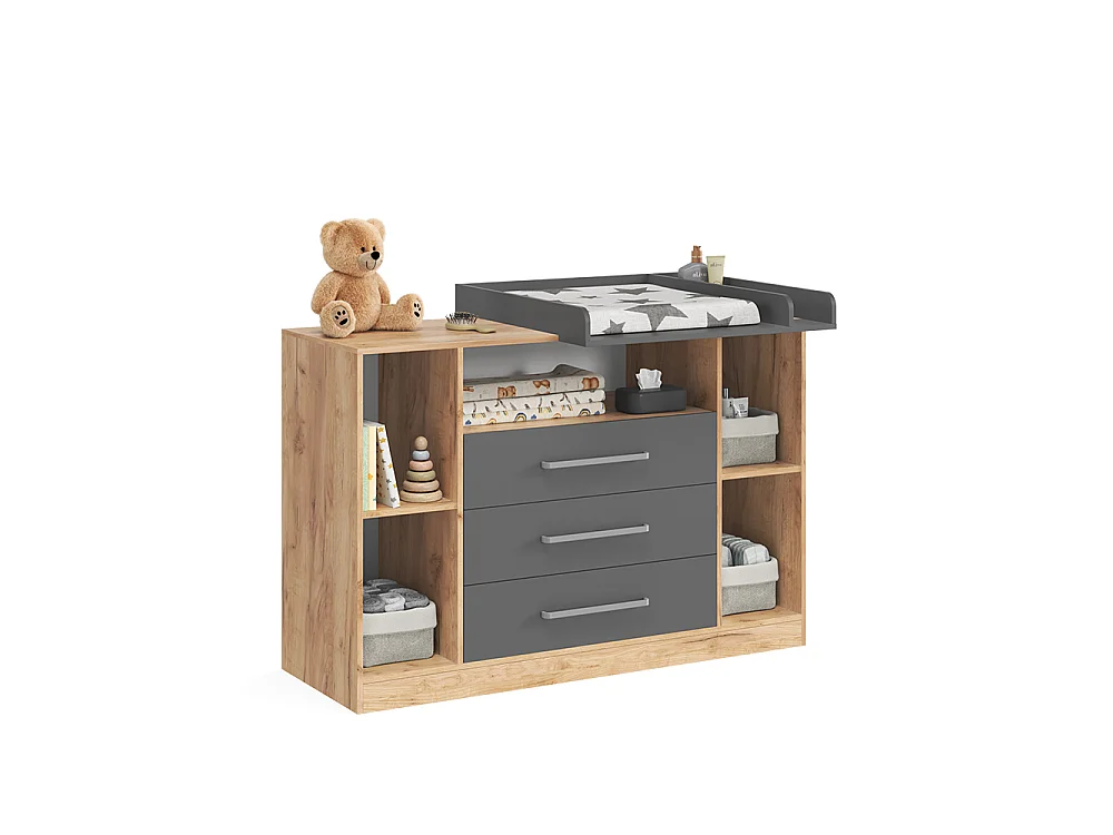 Przewijak dla dziecka dąb goldkraft/antracyt 138.3x50x93 olina