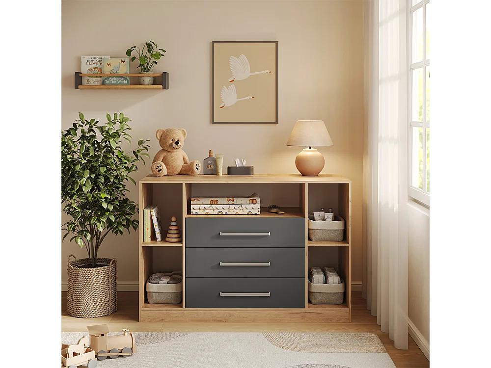 Przewijak dla dziecka dąb goldkraft/antracyt 138.3x50x93 olina