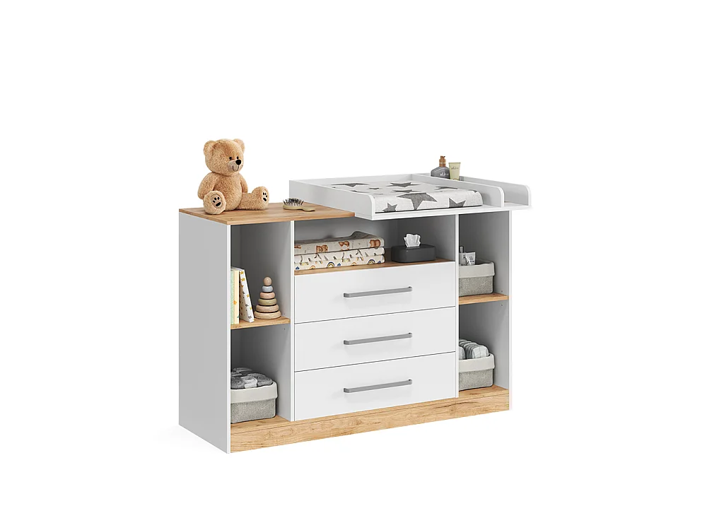 Przewijak dla dziecka biały/dąb goldkraft 138.3x50x93 olina