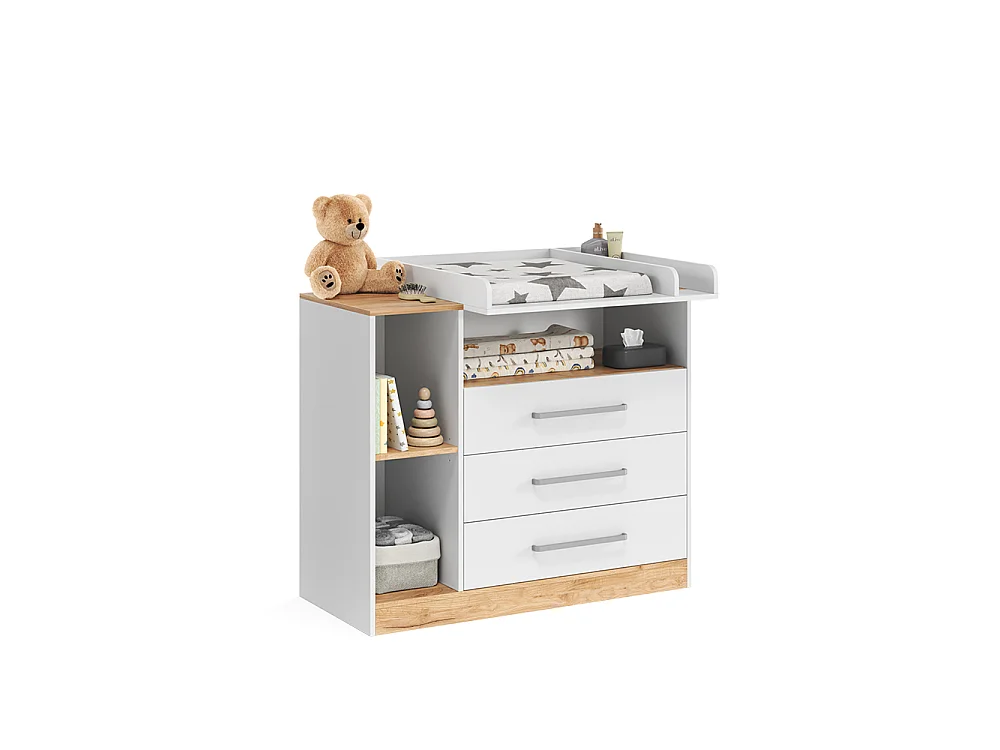 Przewijak dla dziecka biały/dąb goldkraft 110x50x93 olina