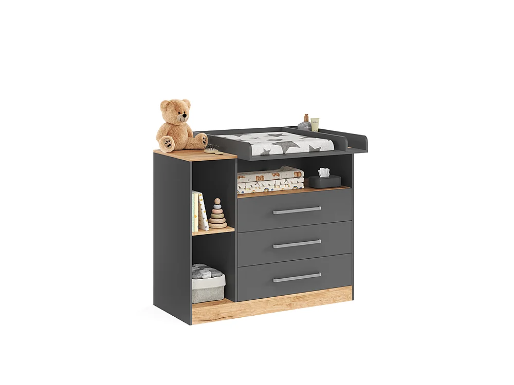 Przewijak dla dziecka antracyt/dąb goldkraft 110x50x93 olina