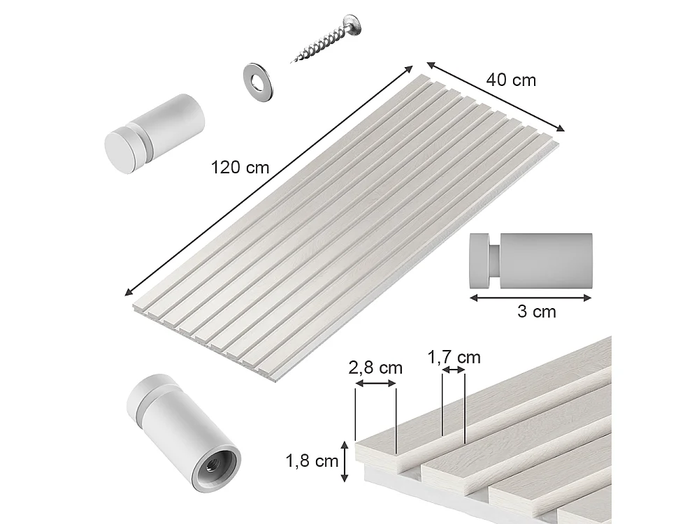 Panneau acoustique blanc 40x1.8x120 sonoa