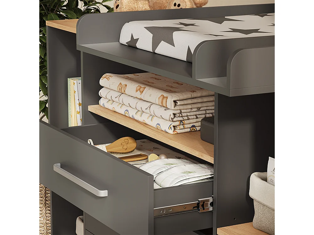 Wickelkommode anthrazit/goldkraft eiche 138.3x50x93 olina