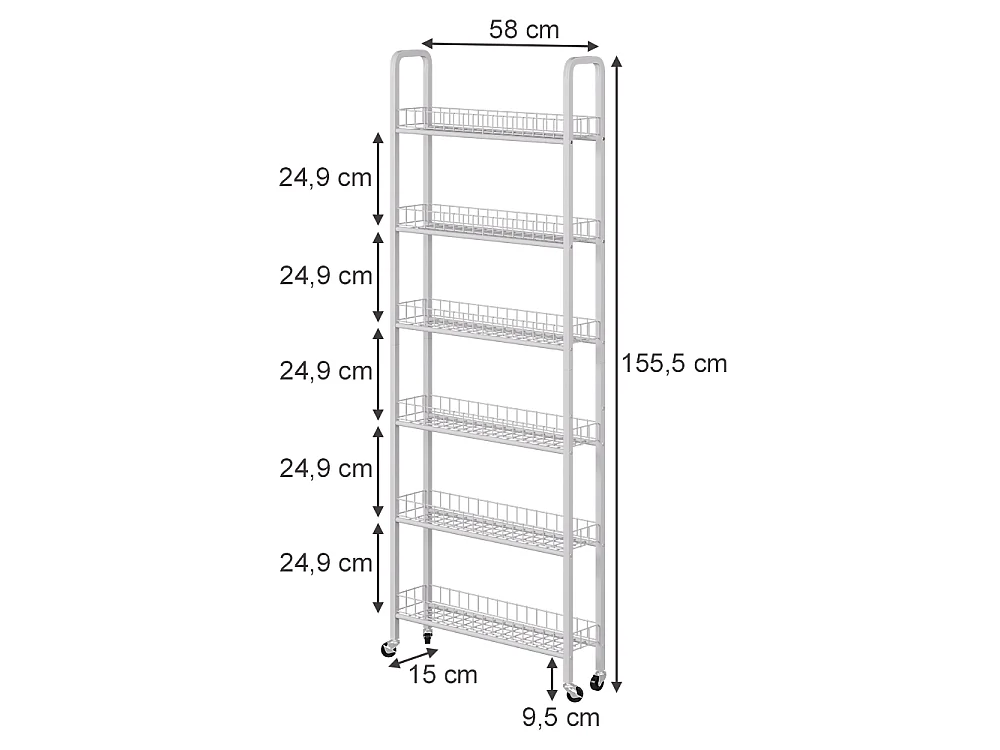 Verrijdbaar ladeblok wit 58x15x155.5 rolivo