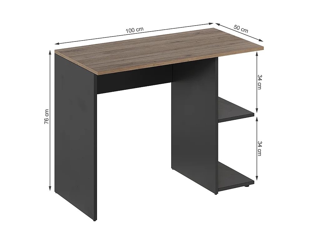 Bureau anthracite/artisan 100x50x76 simple