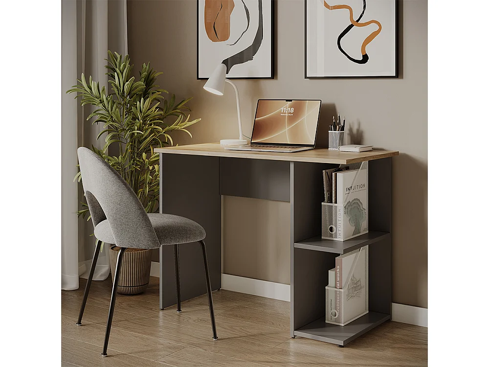 Bureau anthracite/artisan 100x50x76 simple