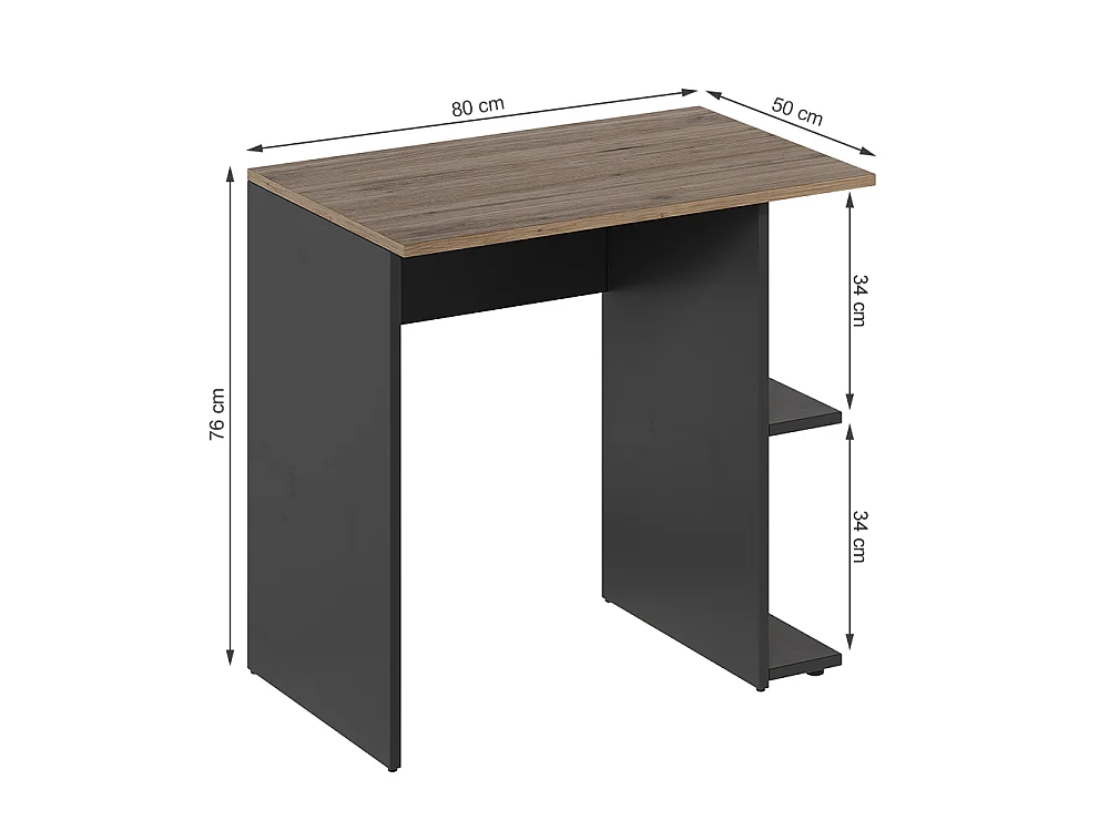 Bureau anthracite/artisan 80x50x76 simple