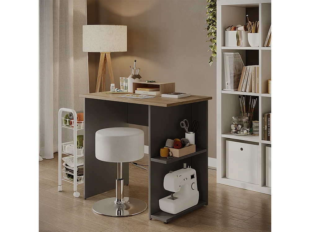 Bureau anthracite/artisan 80x50x76 simple