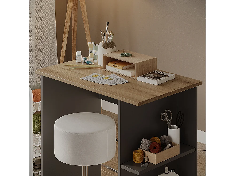 Bureau anthracite/artisan 80x50x76 simple