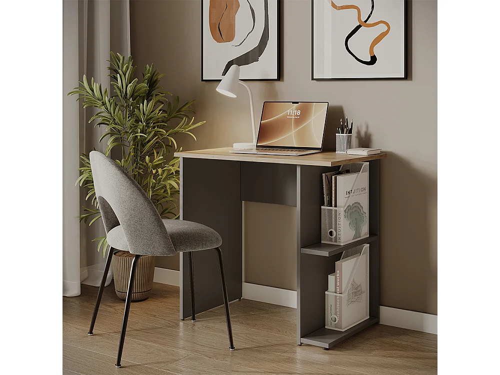 Bureau anthracite/artisan 80x50x76 simple
