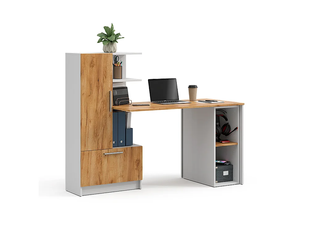 Bureau wit/goudkleurig eiken 150x59x120 tomy