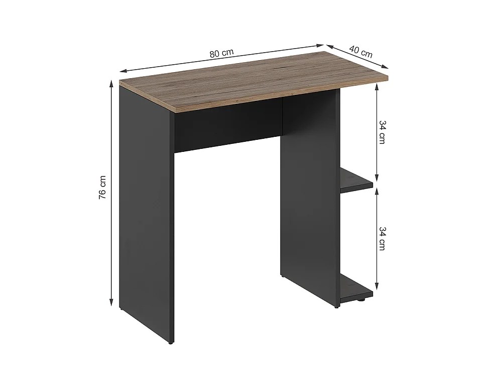 Bureau anthracite/artisan 80x40x76 simple