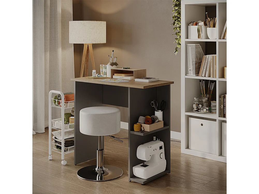 Bureau anthracite/artisan 80x40x76 simple