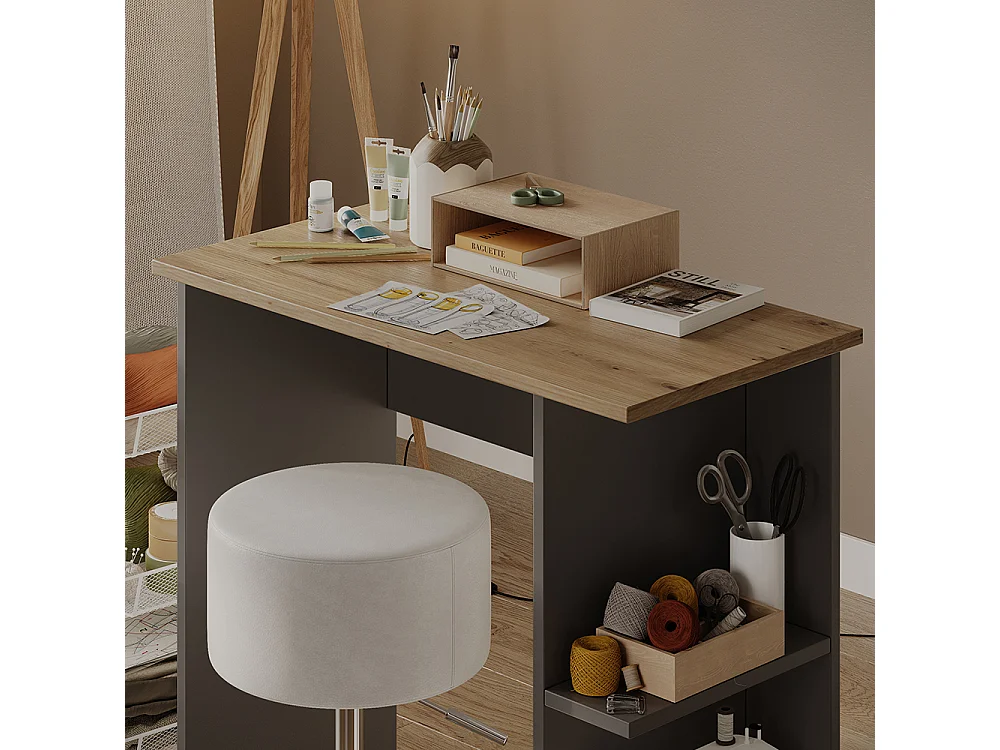Bureau anthracite/artisan 80x40x76 simple