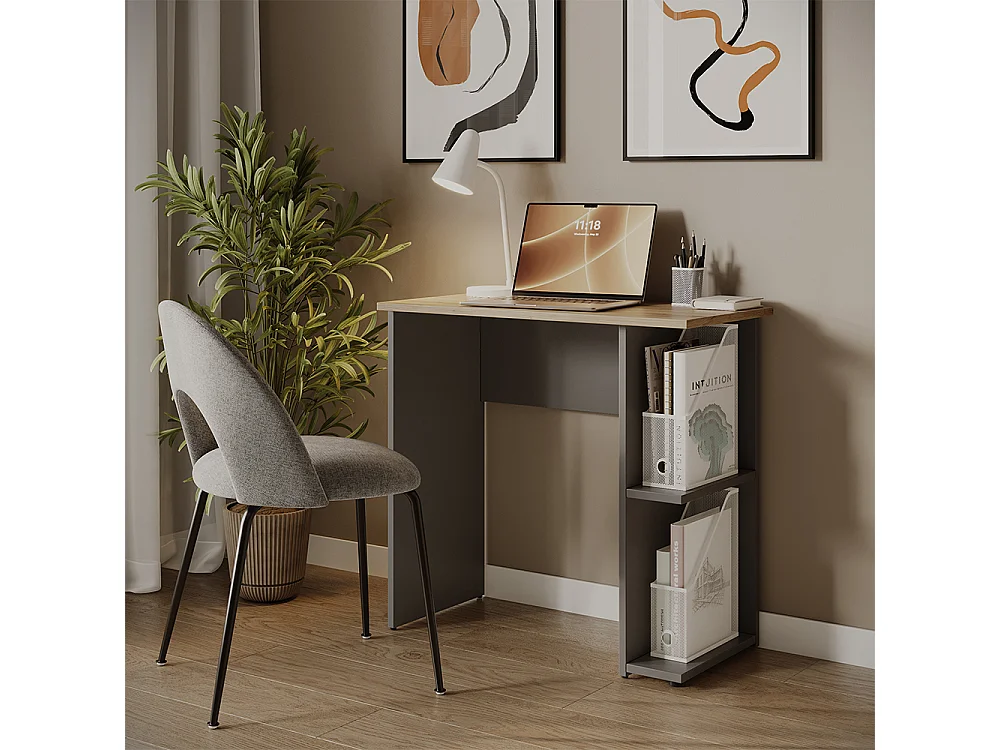 Bureau anthracite/artisan 80x40x76 simple