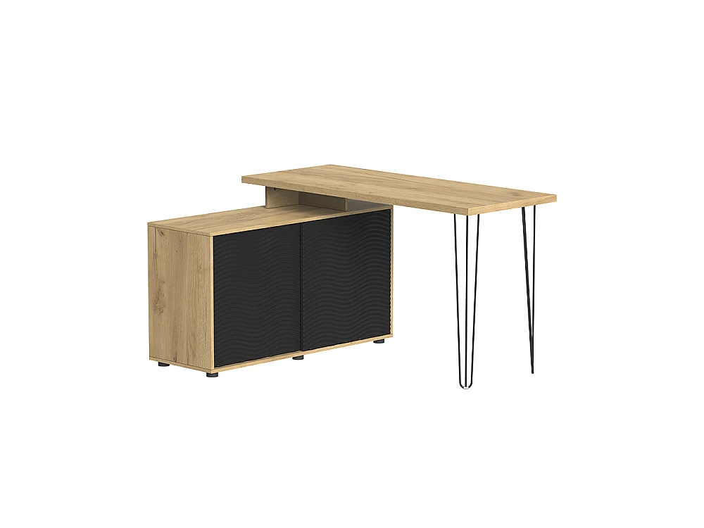 Hoekbureau zwart 135x55x77 notivo