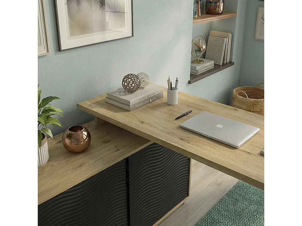 Hoekbureau zwart 135x55x77 notivo