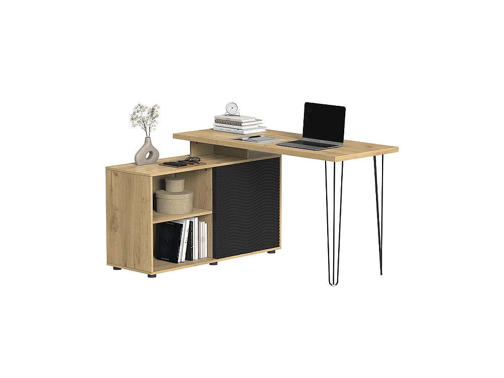 Hoekbureau zwart 135x55x77 notivo