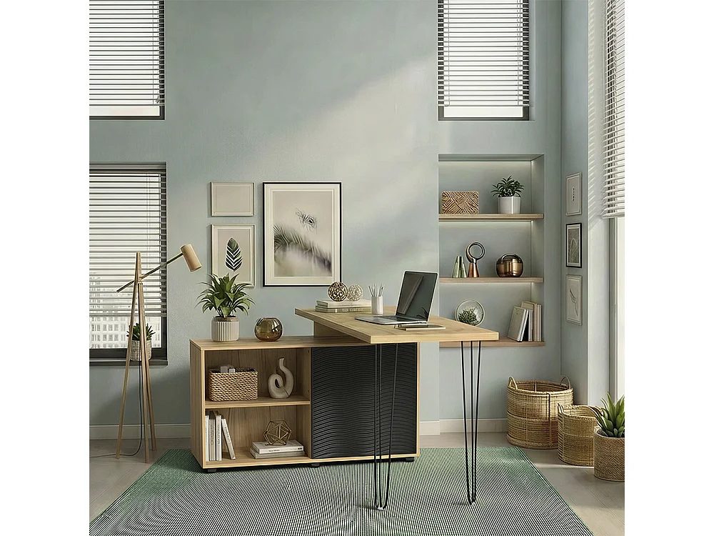 Hoekbureau zwart 135x55x77 notivo