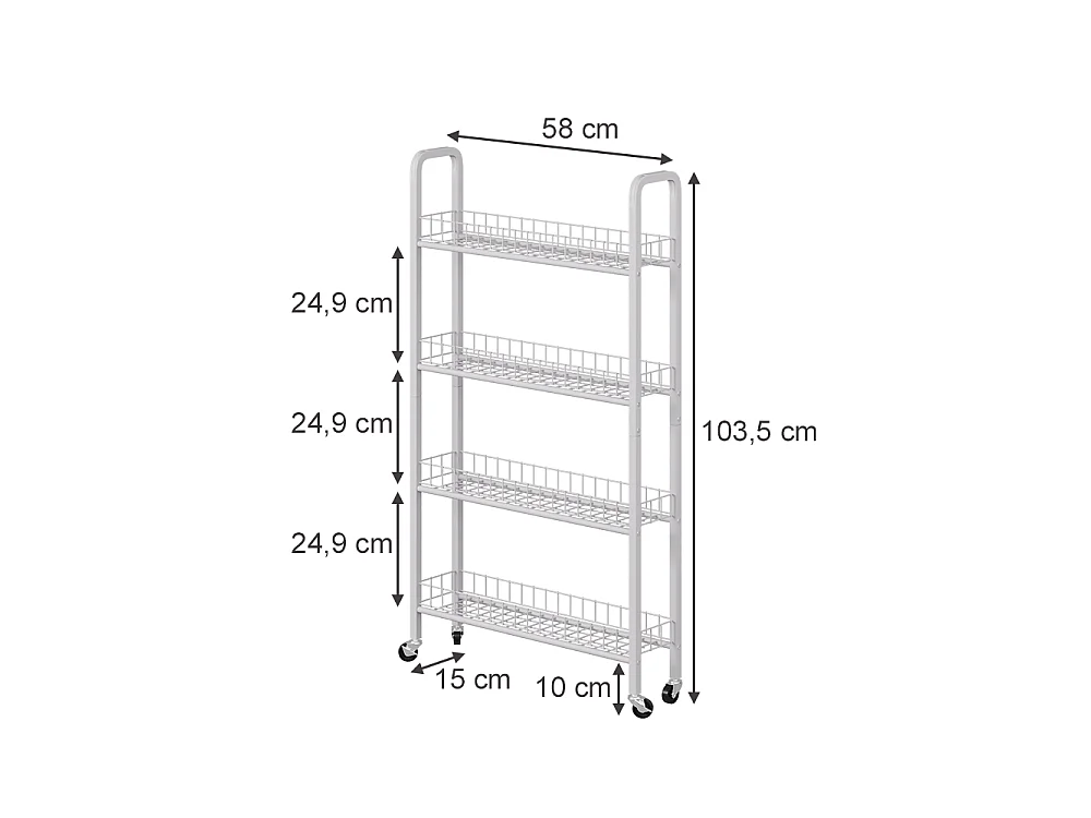 Verrijdbaar ladeblok wit 58x15x103.5 rolivo
