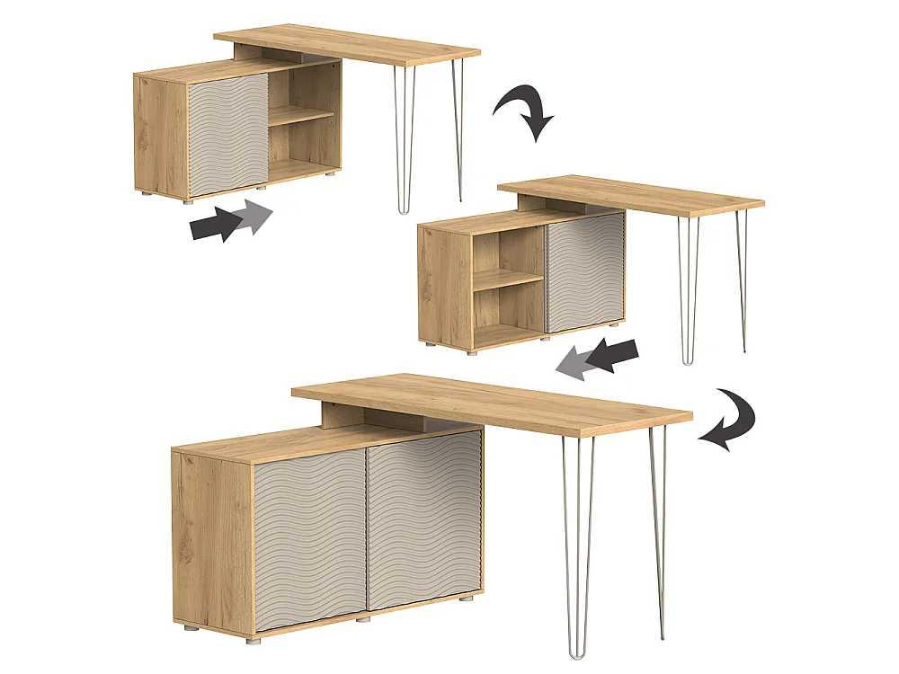 Hoekbureau kasjmier 135x55x77 notivo
