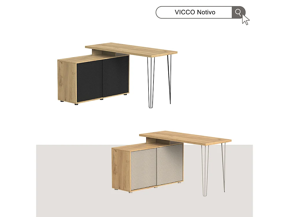 Hoekbureau kasjmier 135x55x77 notivo