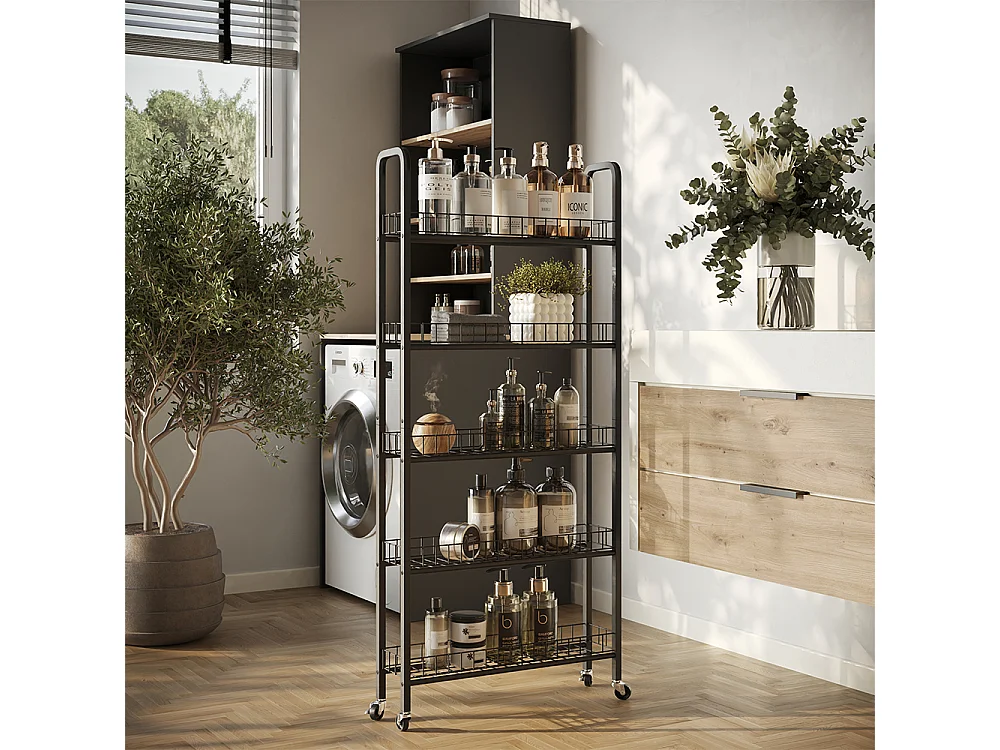 Verrijdbaar ladeblok zwart 58x15x129.5 rolivo
