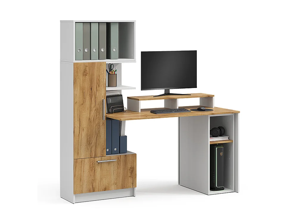 Bureau wit/goudkleurig eiken 150x59x120 tomy