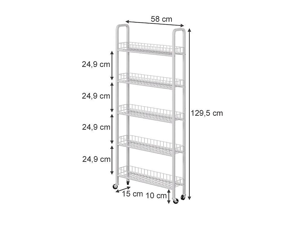 Verrijdbaar ladeblok wit 58x15x129.5 rolivo