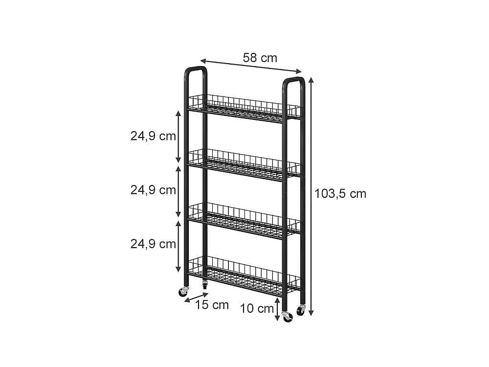 Verrijdbaar ladeblok zwart 58x15x103.5 rolivo