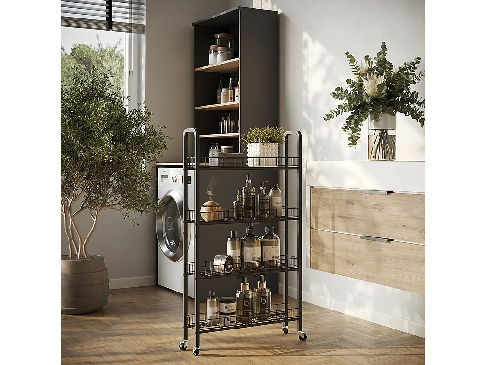 Verrijdbaar ladeblok zwart 58x15x103.5 rolivo