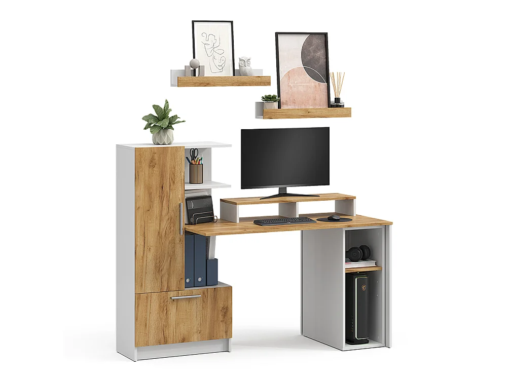 Bureau wit/goudkleurig eiken 150x59x120 tomy