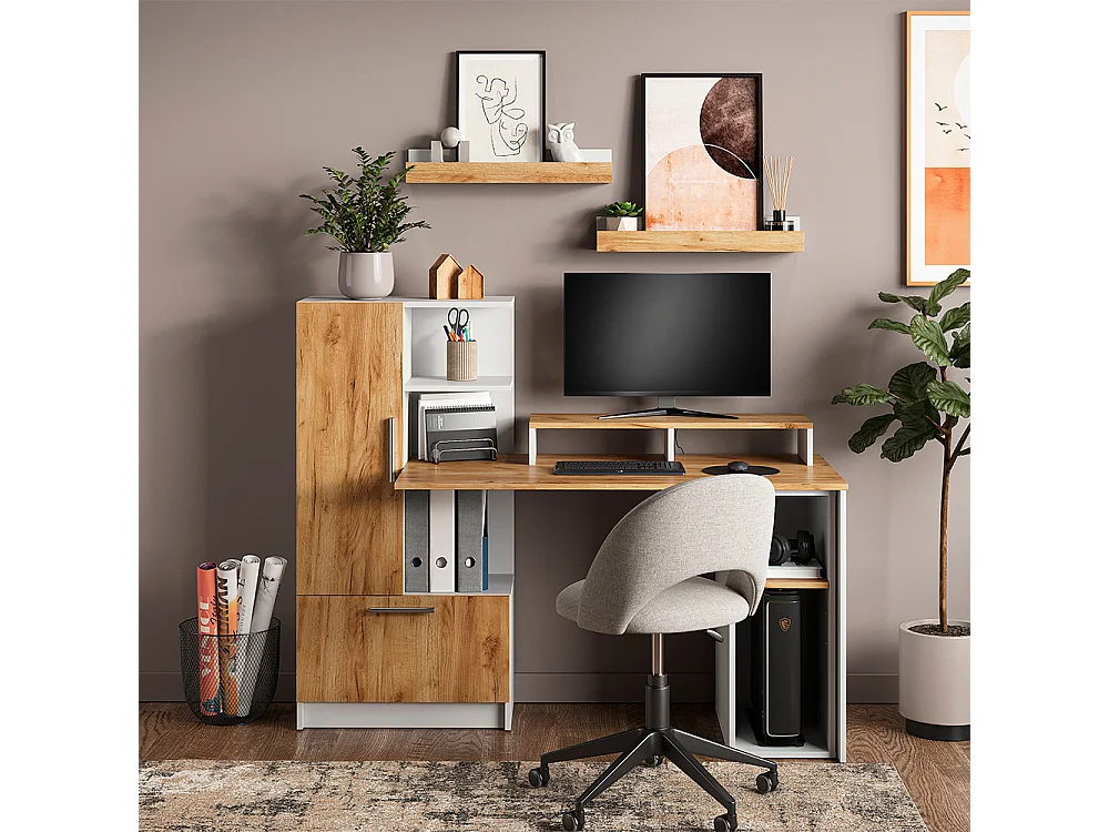 Bureau wit/goudkleurig eiken 150x59x120 tomy