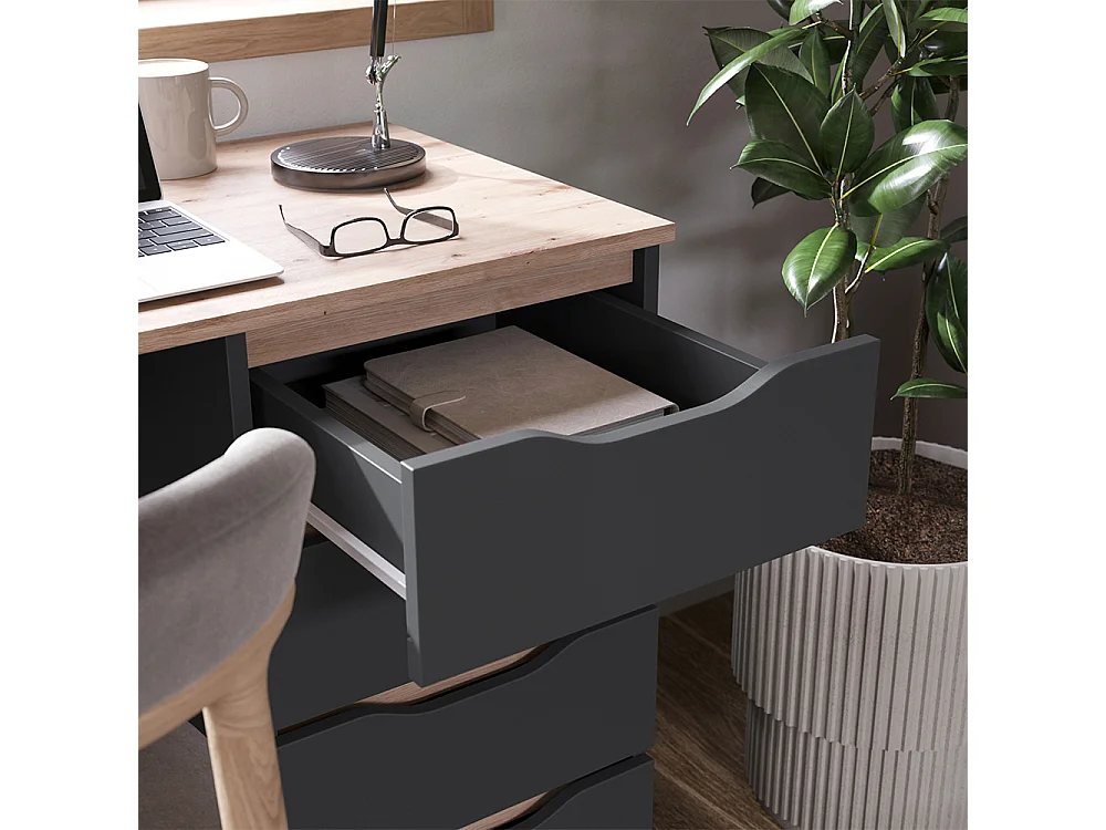 Bureau anthracite/chêne artisan 110x50x75 ruben