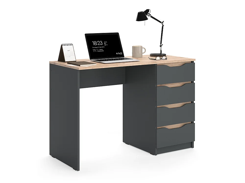Bureau anthracite/chêne artisan 110x50x75 ruben