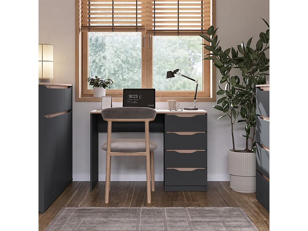 Bureau anthracite/chêne artisan 110x50x75 ruben