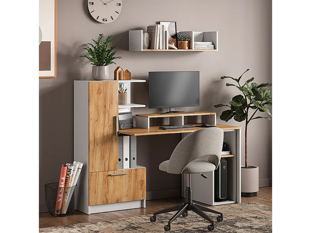 Bureau wit/goudkleurig eiken 150x59x120 tomy