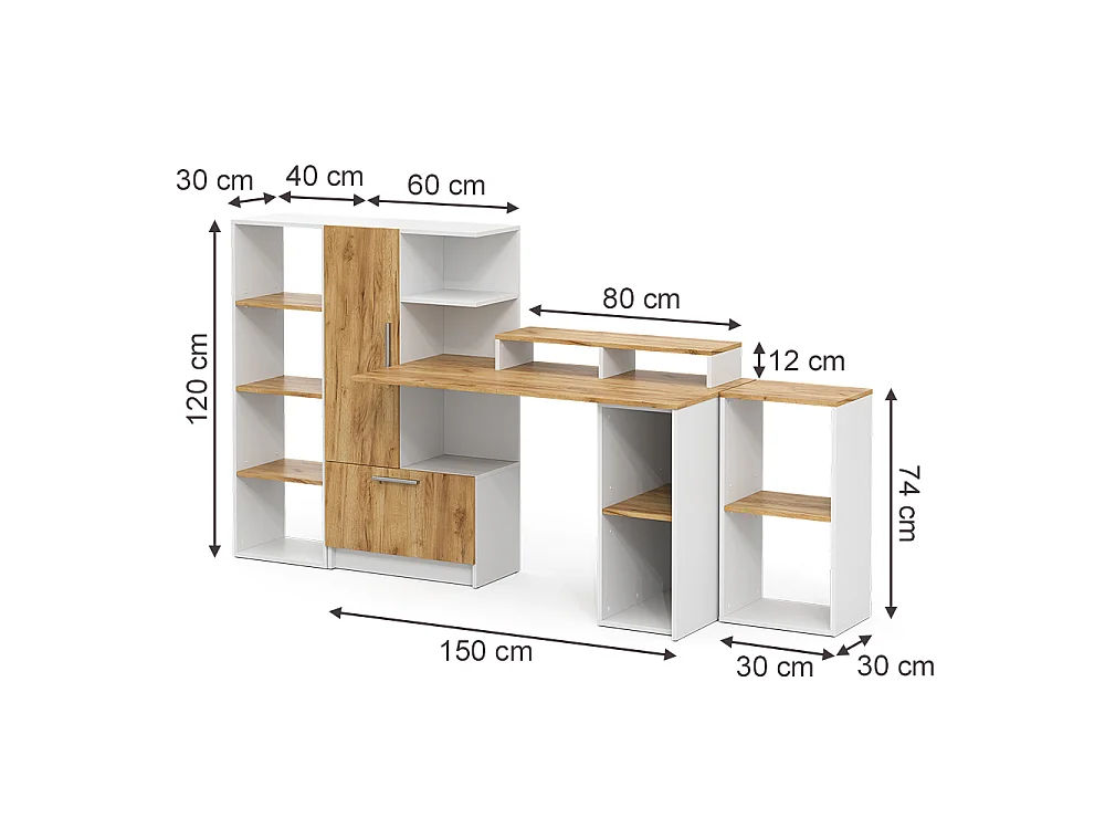 Biurko biały/dąb goldkraft 150x59x120 tomy