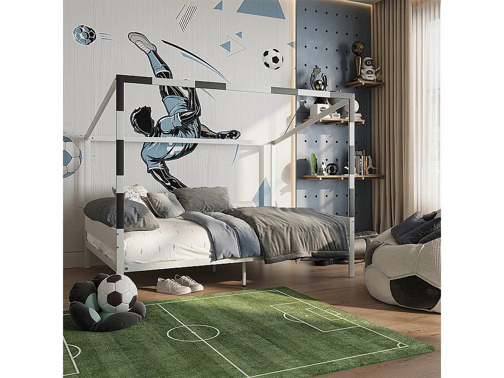 Lit pour enfant blanc/noir 145x205x160 goal